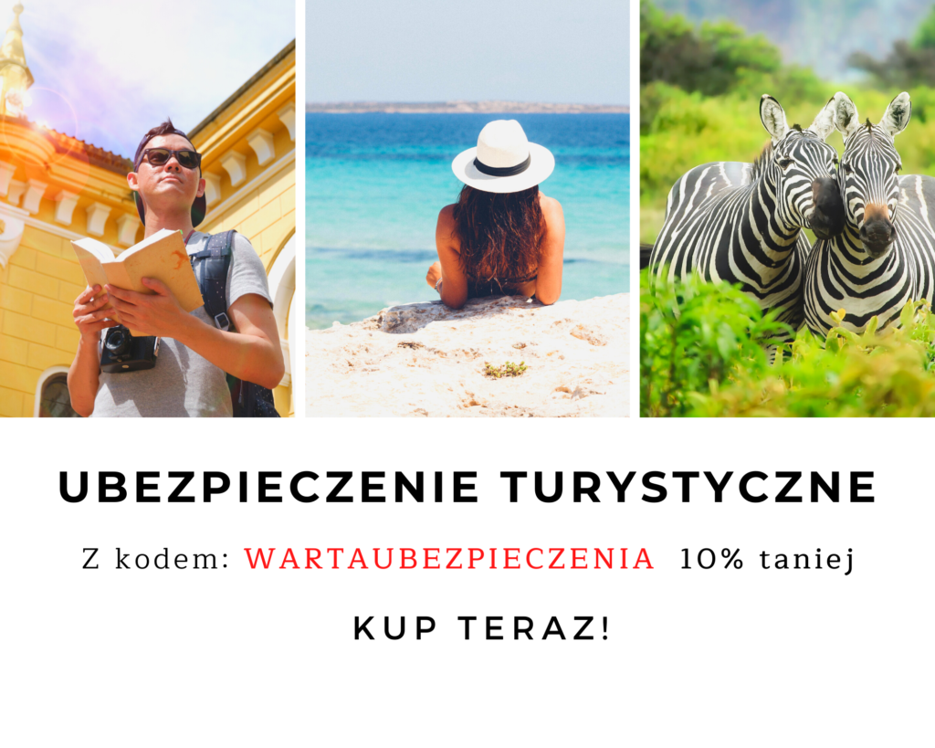 Obrazek przedstawiający ubezpieczenie turystyczne Warta Travel, ilustrujący różne opcje ochrony dla podróżnych, w tym assistance i pokrycie kosztów leczenia.
